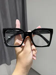 Square Y2K Retro Women's Flat Mirror, Suitable for Office Commute, Casual, Back-To-School Fashion, Stylish Accessory, Square Frame Eyeglasses