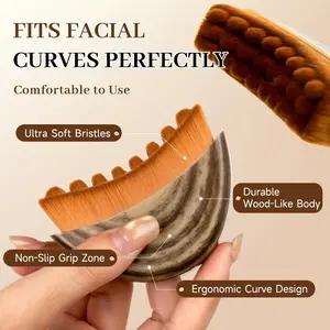 Lymphatic Contour Face Brush Set, Soft Natural Fiber Design, Soft Makeup Brushes, Ideal for Cleansing & Sculpting, Ergonomic Hypoallergenic Skincare