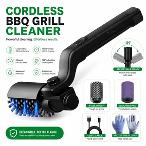Electric Grill Brush for Outdoor, 2026 TikTok BBQ Grill Cleaner with 2 Heads, 3-Speed & Angle Adjust Cordless Rotary Grill Brush, 150Mins Runtime Grill Cleaning Brush for Barbecue Grates