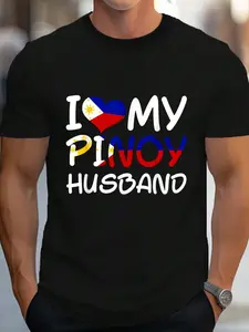 100% Cotton Filipino Philippines Flag For Filipina Pinay Husband T-Shirt Women's Men's Graphic Tee Crew Neck summer vacation Tops