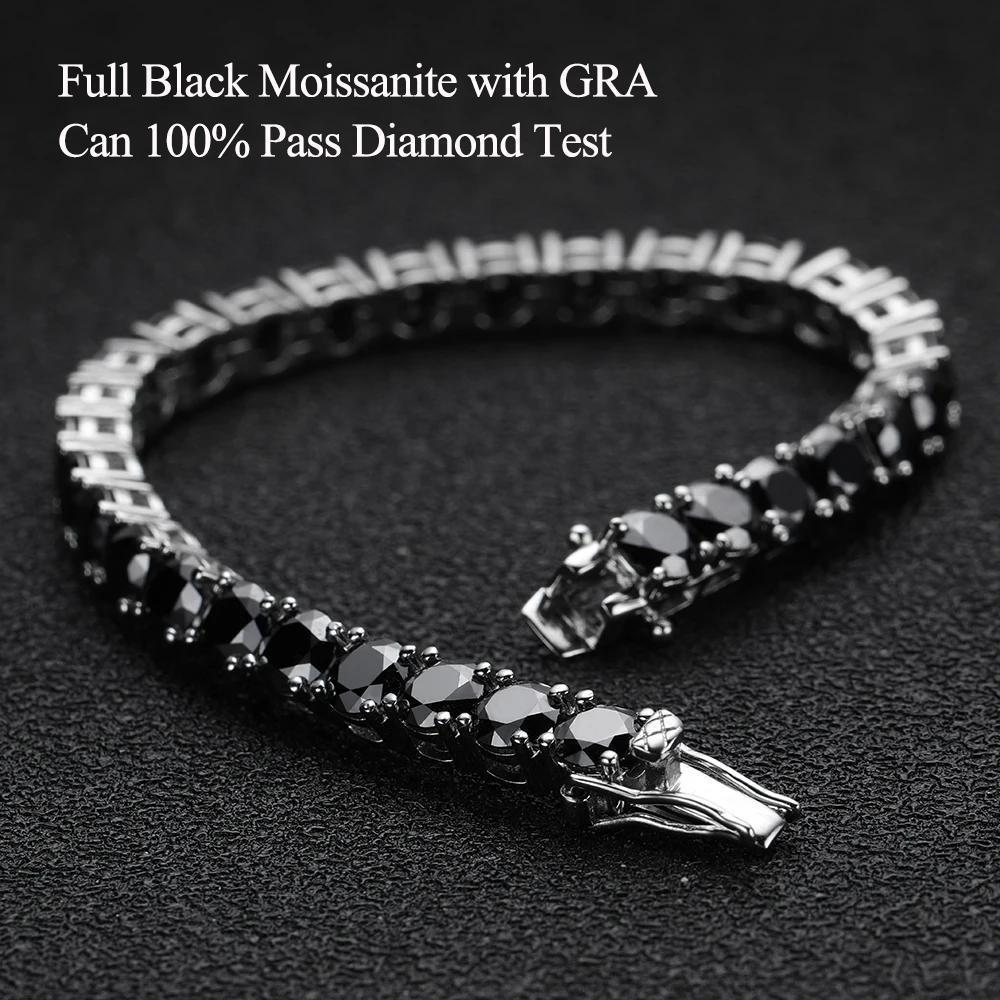 GRA Certified 3/4/5/6.5MM Black Moissanite Tennis Bracelet for Men Women Original 925 Sterling Silver Diamond Bracelets Jewelry GRA Certified 3/4/5/6.5MM Black Moissanite Tennis Bracelet for Men Women Original 925 Sterling Silver Diamond Bracelets Jewelry