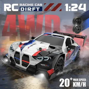 Remote Drift Car 1:24 Scale Kids RC Vehicle with LED Lights, 2.4GHz High Speed 20km/h 4wd Racing Toy, Birthday & Christmas Gift RC Cars