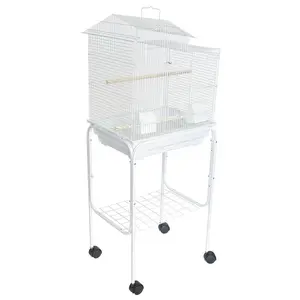 YML 1784-4724WHT Bar Spacing Barn Top Bird Cage with Stand, White