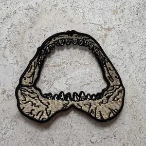 3" Shark Jaws Embroidered Iron On Patch - 100% Polyester Thread, Includes Iron On Backing, Smaller Version of 7" Size