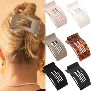 6 Pack Lay Flat Large Hair Claw Clips for Women Thick Fine Medium Long Hair Neutral Duckbill Hair Claws Clip Barrettes Neutral Black Brown White Nude Tortoise  Matte Smooth
