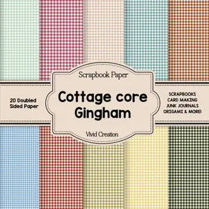 Cottage core Gingham scrapbook paper: Gingham-themed Scrapbooking Paper for Junk Journaling, Decorative Crafts, Origami, Collage, and Card