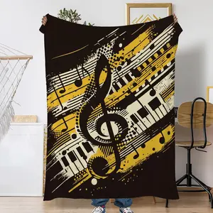 Black Music Note Throw Blanket for Couch Home Decoration,Stylish Cozy Fluffy Blanket,Decorative Flannel Fall Throw for Sofa Living Room Travel,Camping,Naps,Reading