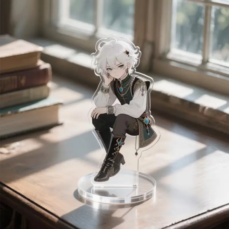 Custom 2D Acrylic Standing Desk Decor Ornament (1 Pc) - Personalizable with Anime, Cartoons, Family Portraits, Ideal Pet Memorial Gift for Birthdays, Weddings; Note: Specify Print Image at Checkout