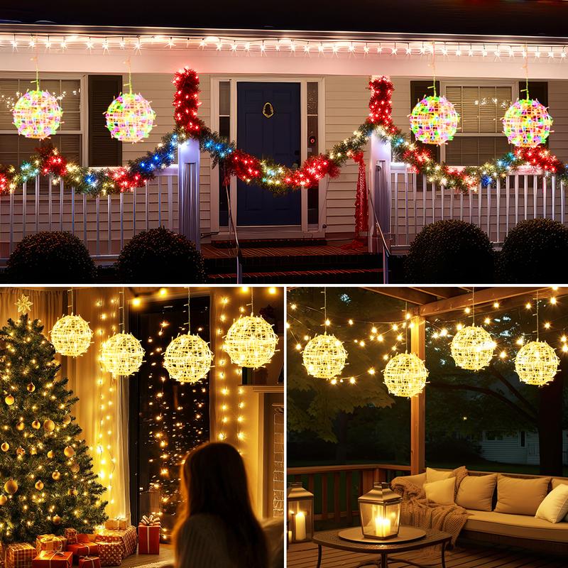 Color Changing Christmas Outdoor Ball Lights: 7.87-Inch Light Spheres, 11 Lighting Modes + 4 Dimming Levels, Remote Control + Timer Function, Waterproof and Durable Design, Perfect for Yard, Garden, Patio, Wedding, and Party Decorations, 4-Pack. Ornaments