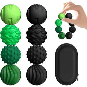 8Pcs Silicone Magnetic Fidget Toys, Silicone Sensory Ball, Textured Sensory Stress Relief Balls, Desk Toy for Office & Home, Cool for Men & Women (Age 14+) - Black & Green