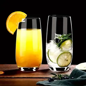 lw 1set 8pcs Set of 6 Clear Glass Highball Cups with Straws - 16oz Capacity for Cocktails, Juice, and More - Perfect for Home and Bar Use kd