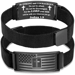 Graduation Gifts-Cross Bracelet for Boys Men,American Flag Christian Bible Verse Bracelet Graduation Jewelry Gifts