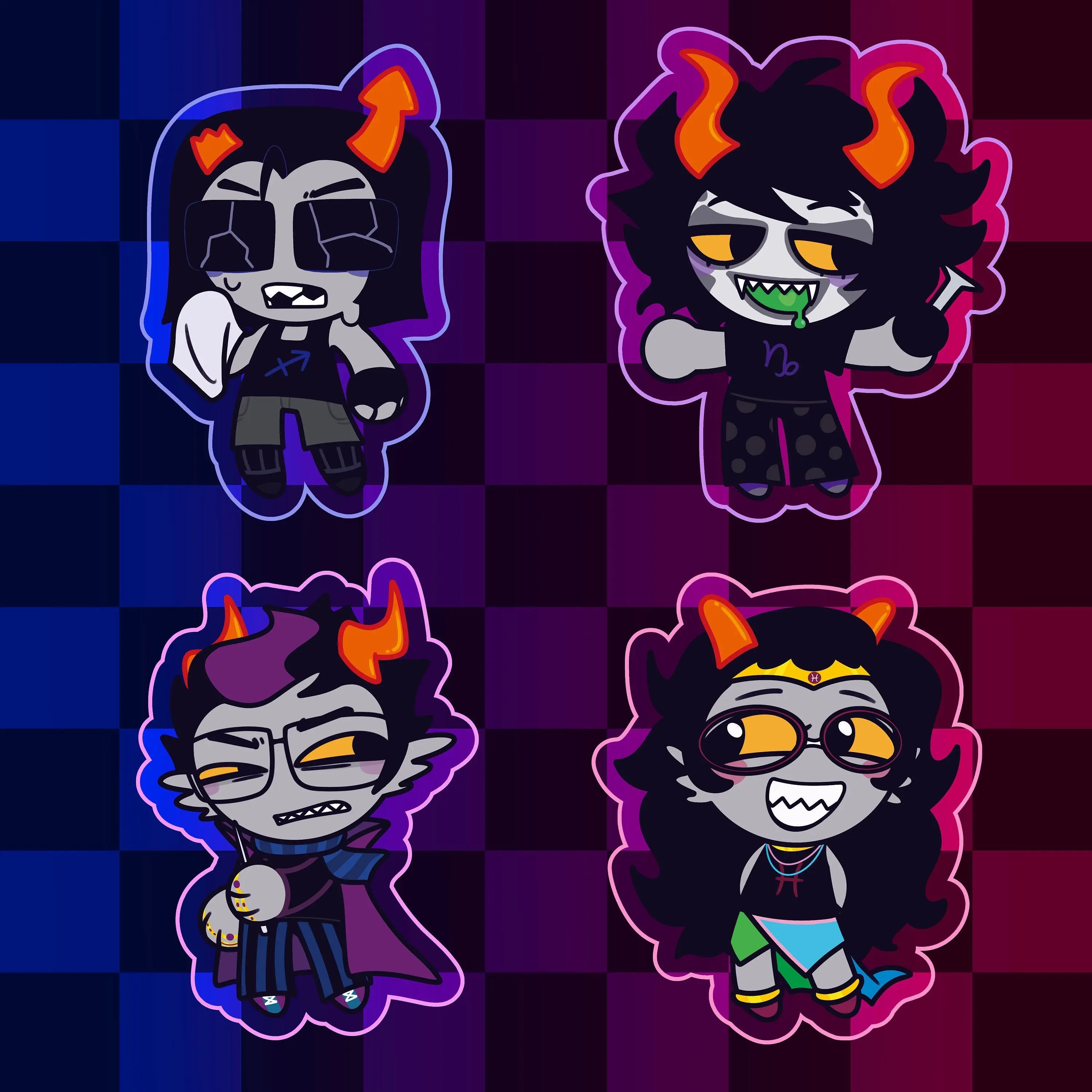 Homestuck Keychains, Homestuck - Highbloods Beta Trolls Keychain, Unique Keyrings for Personal Style, Cute Keychains for Bags and Keys, Durable, Lightweight and Perfect for Personal Style, Collecting and Gifting