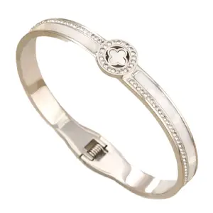 SELAH’S Stainless Steel Clover CZ Bangle - Waterproof Non-Tarnish Hypoallergenic