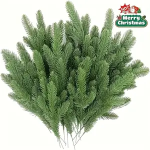 30pcs Artificial Pine Branches with Lush Green Needles - Realistic 3-Sided Fronds & Double-Sided Tips