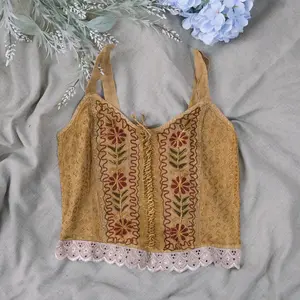 Hand Embroidery Lace Top, Batik Crop Top, Summer Blouse, Petite Handmade Boho Beach Blouse, Festival Fashion, Cute Top, Whimsical Vibe, Hippie
