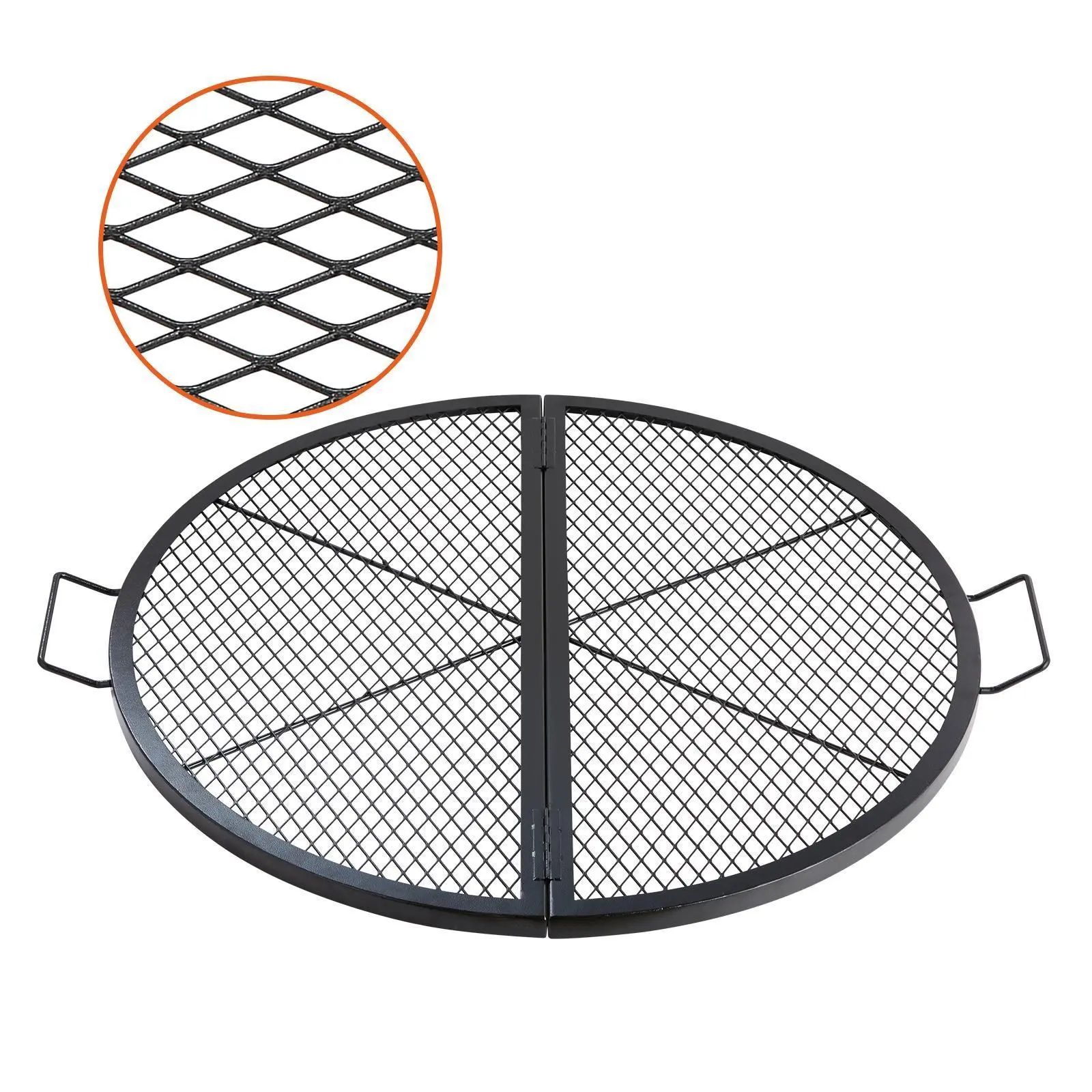 【SummerFinds】VEVOR Fire Pit Grill Grate, 36 Inch Foldable Heavy-Duty Steel Round Open Flame Grill with X-Marks Support for Outdoor Camping & Barbecue, Charcoal