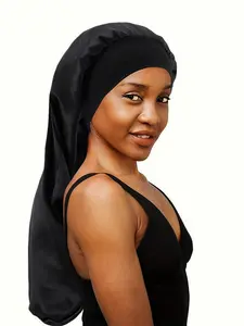 Silky Satin Sleep Cap for Long Hair, Extra Long Soft Sleep Hat, Comfortable Nightly Design, Unisex Sleep Cap for Men and Women, Bonnets for Sleeping