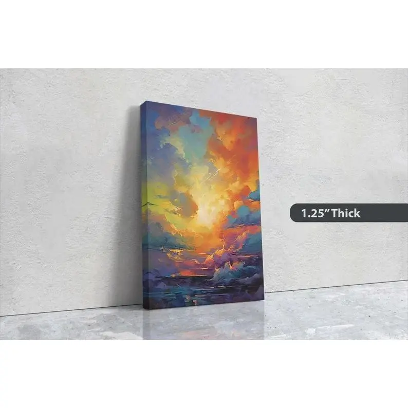 Colorful Sky, Vibrant clouds, Bold color, Abstract Nature, Framed Canvas, Vertical Print, Sunrise Landscape, Sunset Clouds, Cloudy View