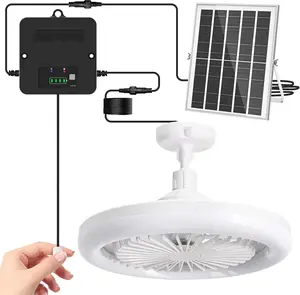 10.2 in Solar Ceiling Fan with Light Indoor Outdoor, Daytime Available Solar Shed Fan Light with Pull String, 3-in-1 Modes, IP65 Waterproof for Gazebo, Shed, Barn, Patio, Chicken Coop (1 Pack)