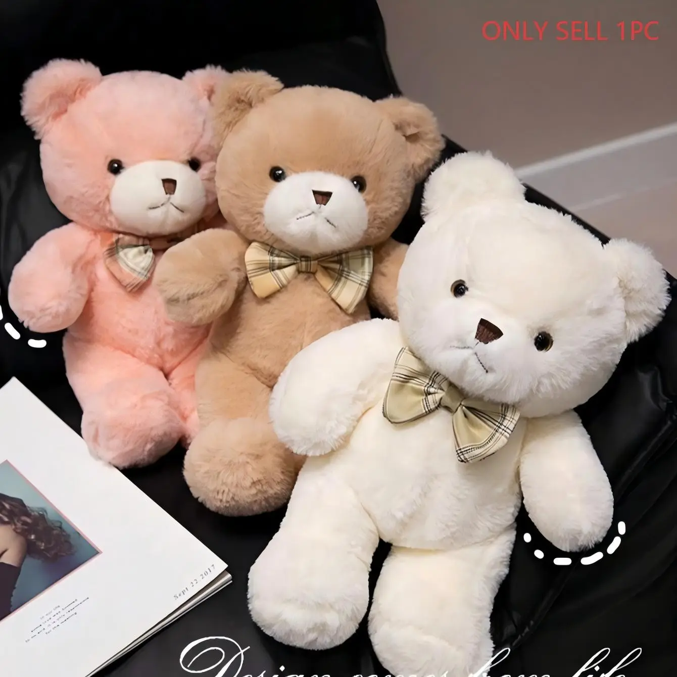 Cute Bow Tie Teddy Bear Plush Toy, Soft Stuffed Animal, Perfect Valentine's Day & Christmas Gift, Soft Cuddly Gift, Stuffed Animal Gifts, Adorable Kids Companion, Home Decor, Huggable Stuffed Animal, Extra Soft Fluffy