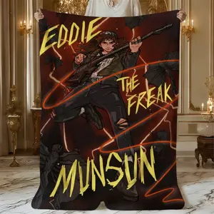 1Pc Hkins Freak Eddie Patterned Flannel Blanket - 100 polyester non-woven fabric, lightweight, warm, easy to store. Elevates guest room, study, travel. Premium gift for Christmas, Valentines Day Halloween.