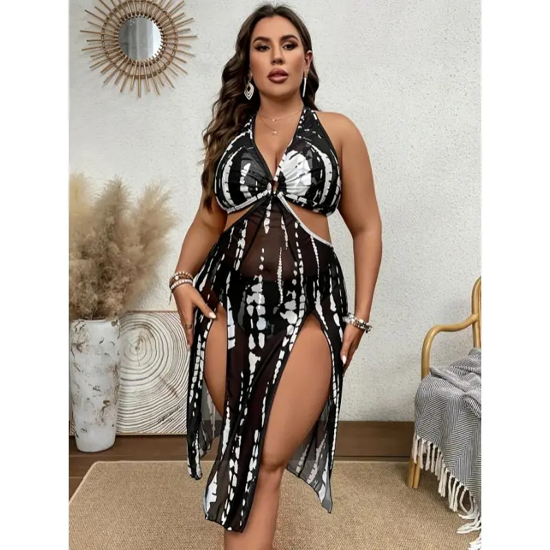 Large Size Mesh Beach Vacation Split Style Bikini Swimsuit For Women  Sunscreen Suit - TikTok Shop