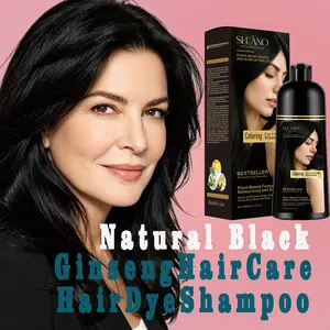 Natural Black Hair Dye Shampoo, 3-in-1 Formula with Ginseng Extract for Gray Hair Coverage & Long-Lasting Color