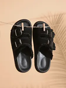 Women's Casual Denim Sandals, Adjustable Buckle Design, Comfortable Rubber Sole, Multiple Colors Available, Perfect for Daily Wear, Double Buckle Sandals