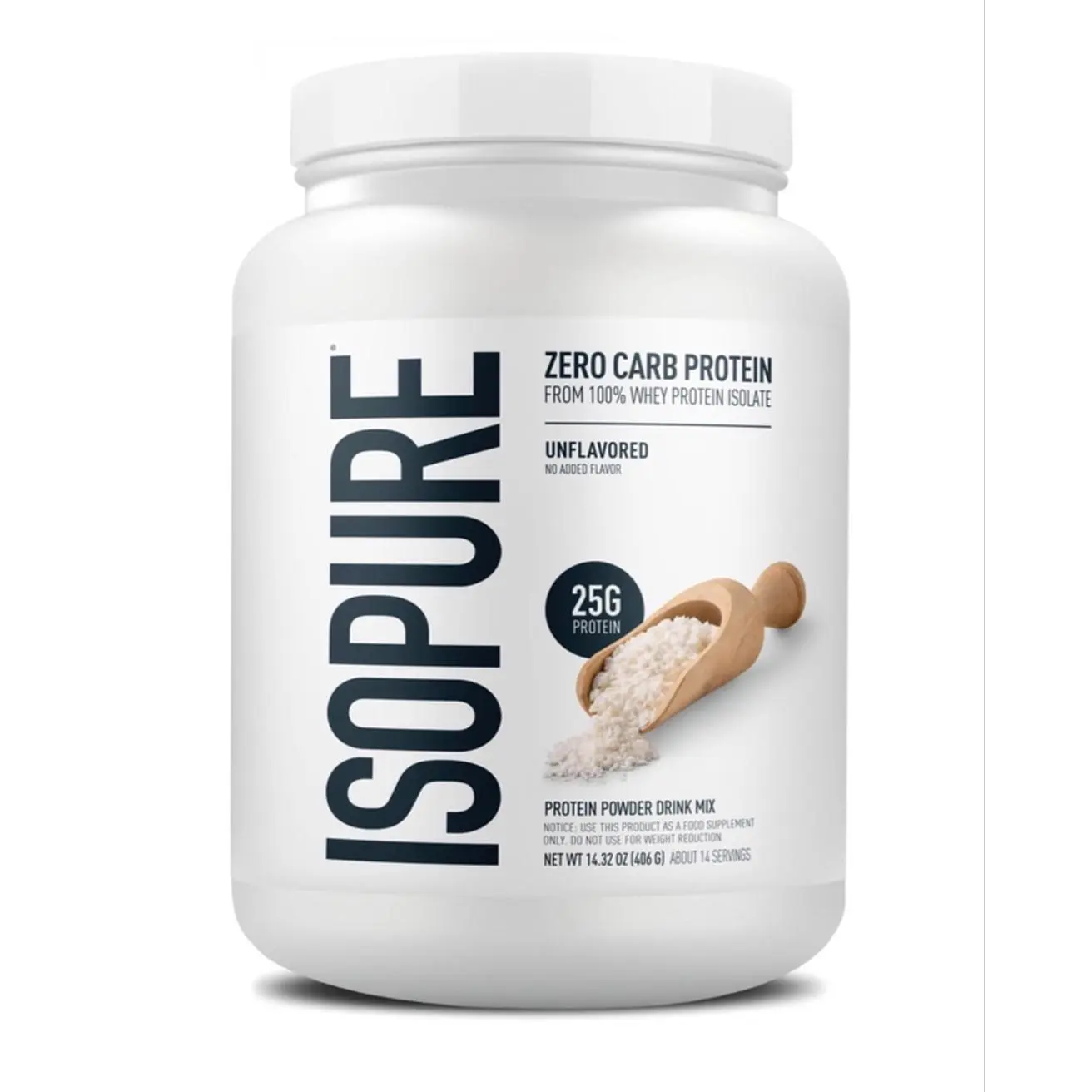 Isopure Zero Carb Protein Powder 25g Unflavored 100% Whey Protein Isolate for Keto Diet 14.22 oz