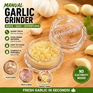 Manual Garlic Twister and Mincer for Garlic, Onion, Ginger and Herbs, Multi-Function Kitchen Grinder With Durable Impact-Resistant Design