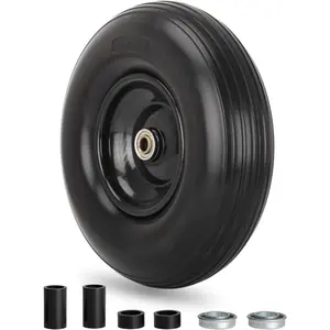 13" Wheelbarrow Tire, 4.00-6 Flat-free Solid Tire and Wheel, with 5/8" or 3/4" Bearings, 1.75" Centered Hub for Wheelbarrow/Wagon/Trolley/Garden Scooter Cart