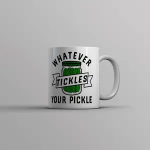 Whatever Tickles Your Pickle Mug Funny Jar Of Pickles Saying Joke Cup - 11oz Funny Coffee Mugs Ceramic Printed Drinkware Cup