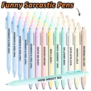 45Pcs Funny Ballpoint Pens Black Ink, Retractable Novelty Pens with Sarcastic Quotes, Macaron Pastel Colors Funny Pens for Coworkers, Office Supplies, Funny Teacher Pens, Funny Gifts for Women Men Colleagues