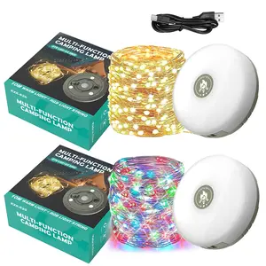 Waterproof Camping String Lights - 32.9ft Rechargeable LED Lights with 8 Modes & Quick Storage | 4-in-1 Portable Hanging Lights for Tent, Patio, Parties (Outdoor Essentials)