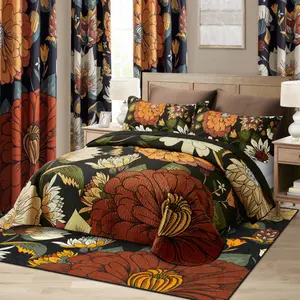 Tyrot Room Decor Must-Haves | 3-Piece Boho Floral Quilt Set & Matching 100% Blackout Curtains — Sold Separately