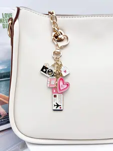 Elegant Heart Camera Envelope Keychain Charm, Travel Luggage Tag Passport Holder DIY Accessory, Women's Bag Pendant Car Decor Y2K Style Gift, Fashion Bag Charms, Purse Accessories