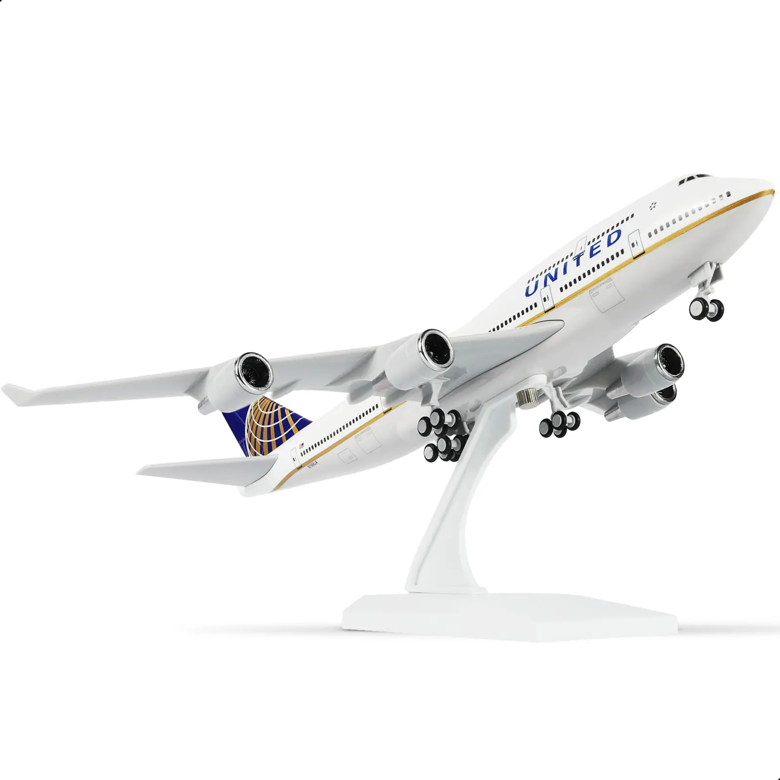 Boeing 747 United Airlines Livery Resin Alloy Airplane Model, 1/240 Scale 30cm Diecast Aviation Collectible, Display Gift for Enthusiasts