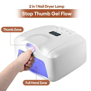 Dual Mode Nail Dryer Lamp, Fast Curing Nail Gel, UV LED Light, Zone Lighting, 360° Full Coverage, Smart Auto Sensor, Nail Art Tool, Professional Manicure Equipment