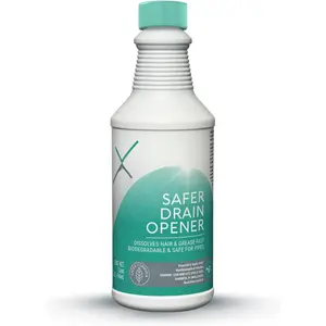 Safer, Greener Drain Clog Remover - Industrial-Strength Liquid Drain Cleaner for Hair &  - Septic Safe, Odorless, Biodegradable for Bathroom Sink, Bath Tub, & Shower Drain - 32 oz