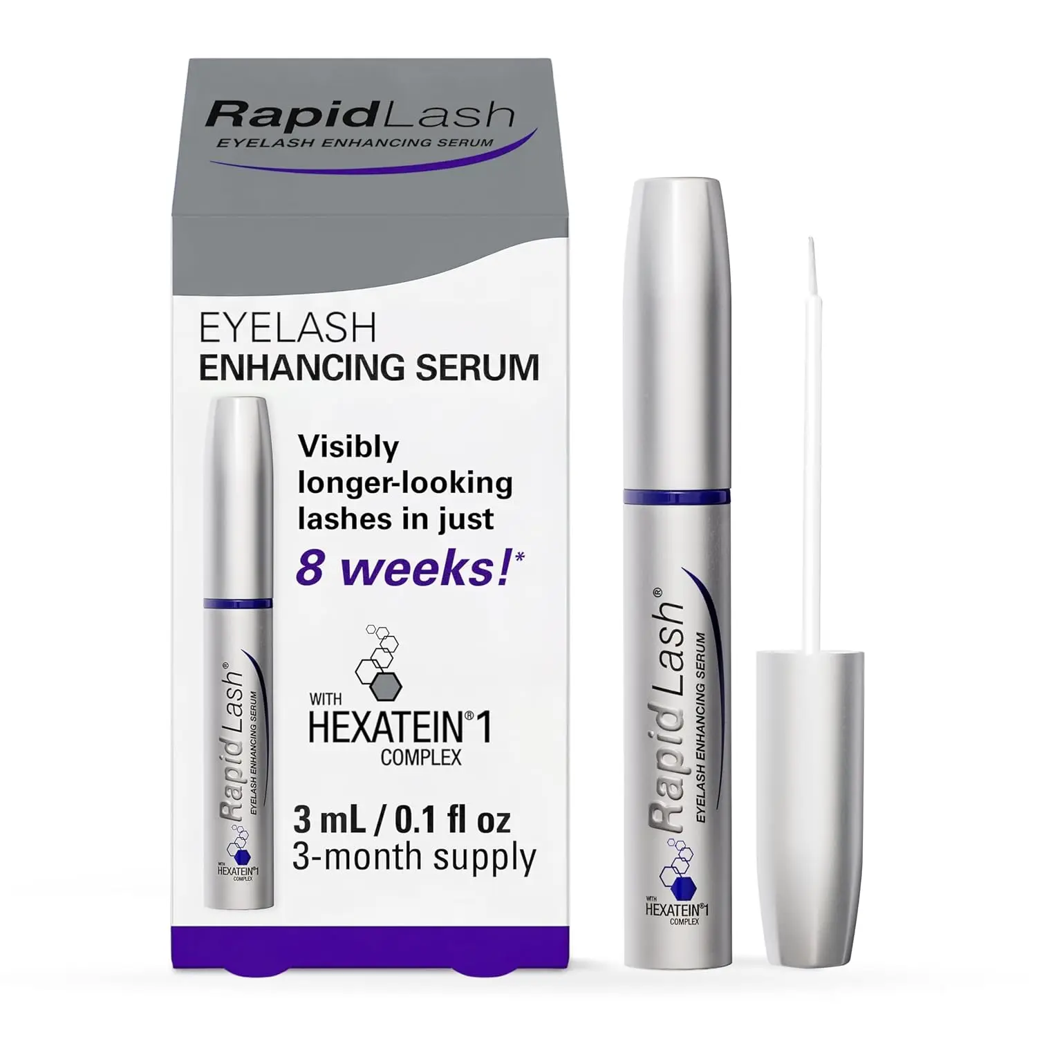 RapidLash Eyelash Enhancing Serum - 2 Month Supply, 3mL | Results in 60 days - Hydrating formula for naturally longer, fuller & thicker-looking eyelashes - Apply once daily Eyelash Lengthening Serum Eyelash Growth Serum
