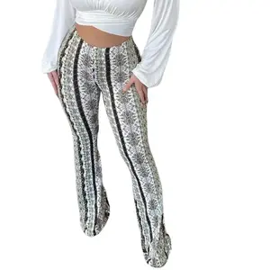 Women's High-Elastic Patterned Leggings, Slim-Fit Stretchy Trousers, Chic Streetwear Bottoms