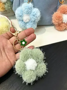 Multicolor Plush Flower Keychain, Detachable Multi-Function Lobster Clasp, Casual Style, Universal Accessory for Bags, Cars, Keys
