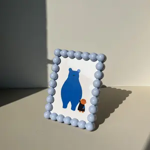 Cute Round Edge Plastic Photo Frame, 6 Inch Desktop Display Stand, Decorative Picture Frame, Home Decoration Accessory