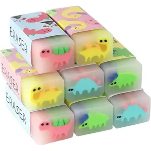 HFATMOS 8 Pcs Cute Erasers Bulk, Large Dinosaur Pencil Erasers, Creative Animal Desk Pets Erasers for Classroom Homework Rewards Game Prizes School Office Art Supplies