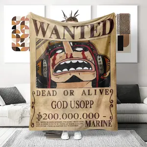 God Usopp Commemorative Blanket, Anime Lover Flannel Throw, Soft Warm, Perfect Gift for Christmas Halloween Thanksgiving New Year