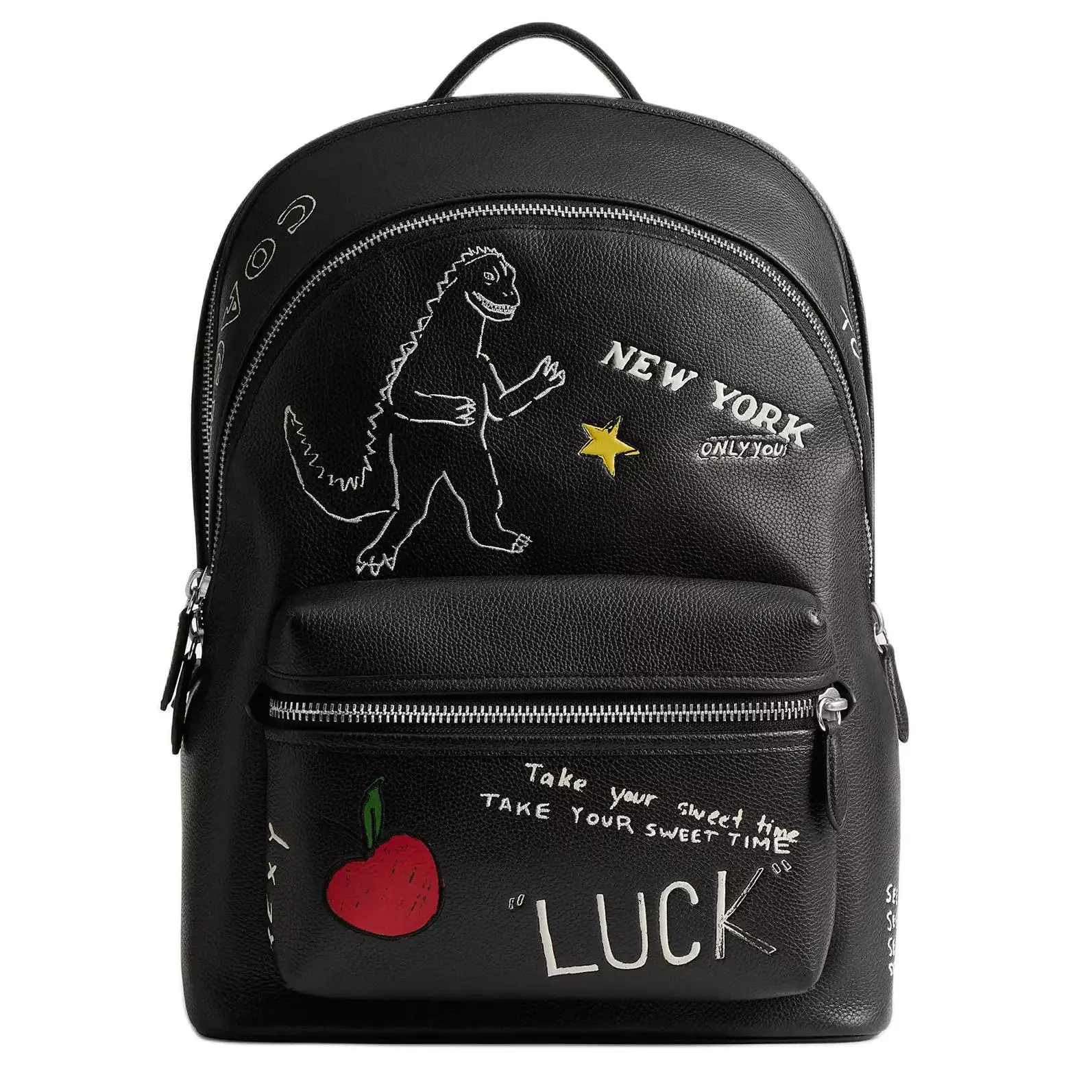 COACH Charter 30 Sketch Print Polished Pebbled Leather Backpack For Men