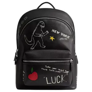 COACH Charter 30 Sketch Print Polished Pebbled Leather Backpack For Men