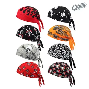 2 Pack / 8 Pack Do Rag Skull Caps , Sweat Wicking Doo Rags Cooling Helmet Liner, Breathable Skull Print Bandana Head Wrap for Motorcycle Cycling Riding Outdoor Sports
