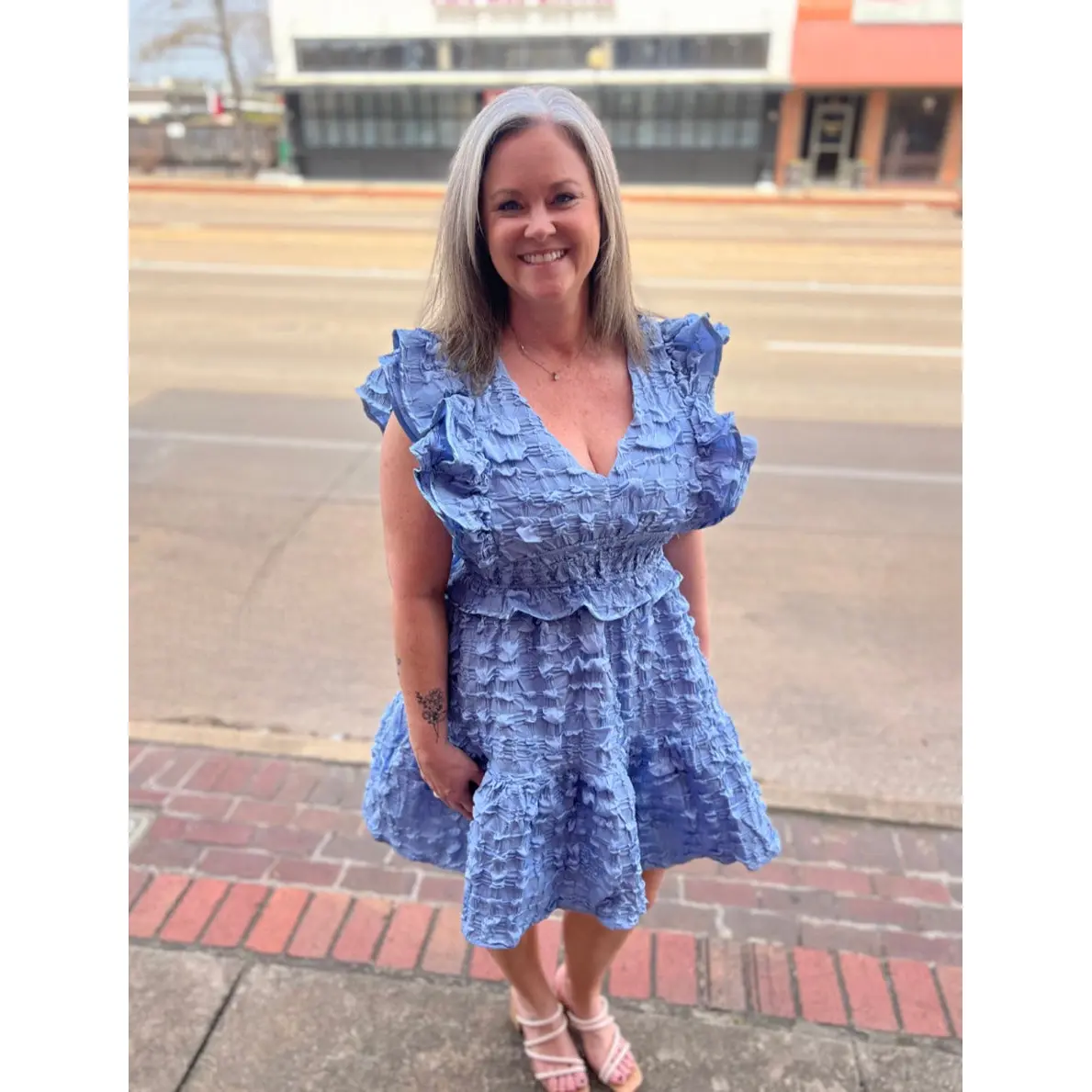 Eden Blue Crinkle Dress